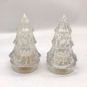 Vintage Clear Plastic Traditional Christmas Tree Salt & Pepper Shaker’s